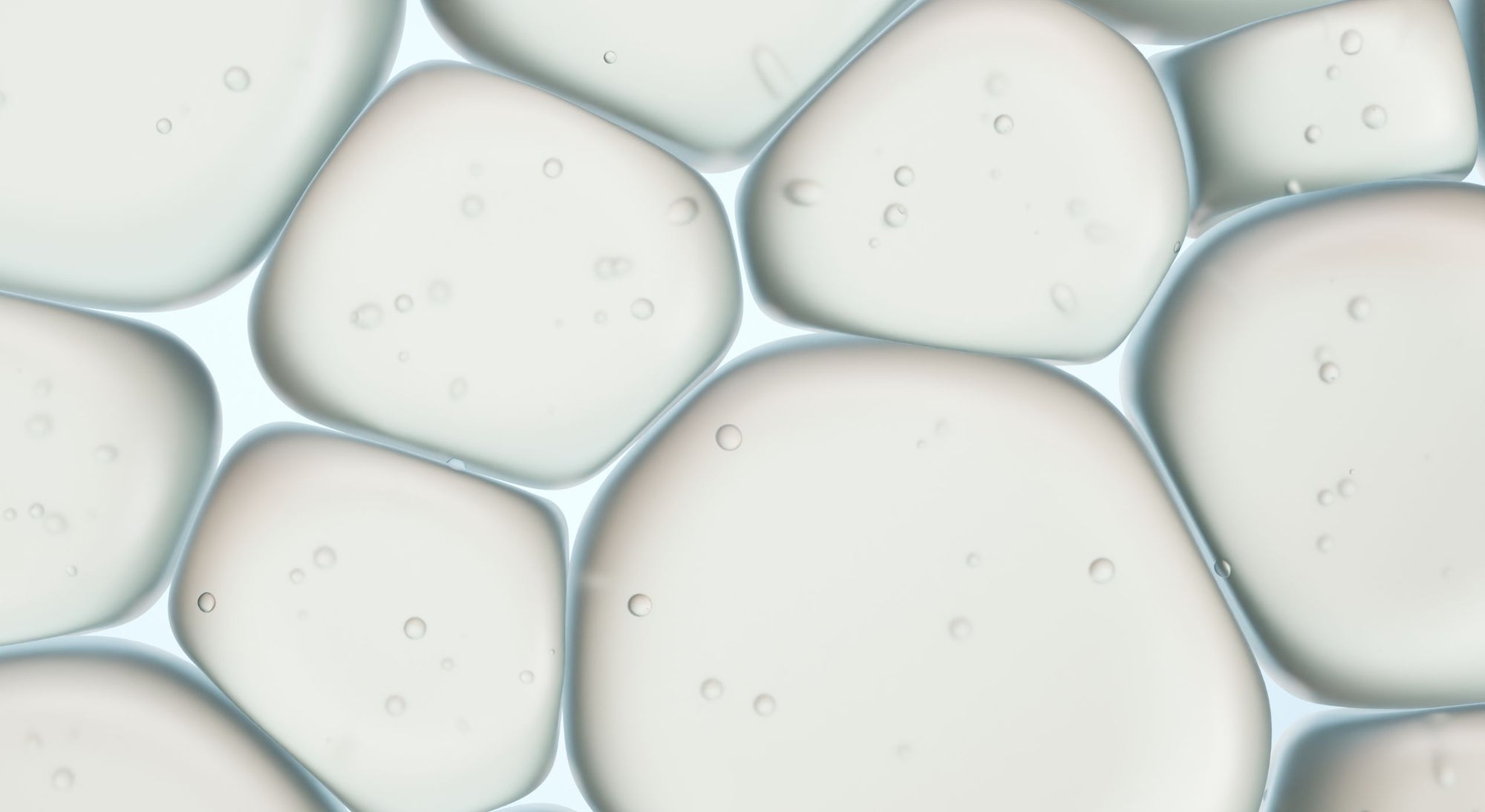 Close-up of white spherical objects with a clear background