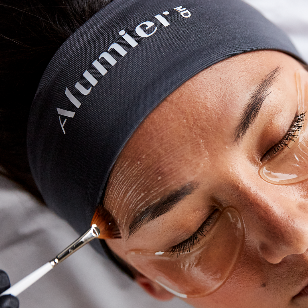Close-up of professional facial treatment with targeted application to improve the look of smooth, refreshed skin